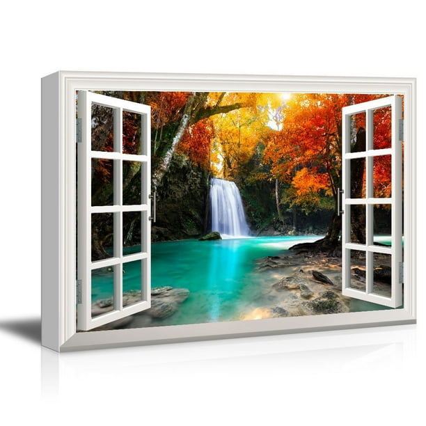 Landscape Canvas Prints Waterfall Pool Photo Wall Art for Home Decor-4pcs